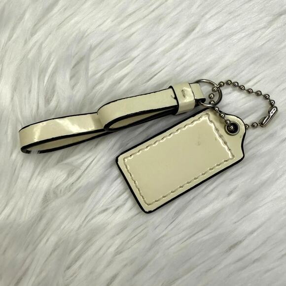 Coach Cream Patent Leather Hang Tag Bag Charm - Picture 2 of 4